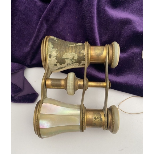 260 - A PAIR OF EARLY 20TH CENTURY ‘IRIS OF PARIS’ BRASS & MOTHER OF PEARL OPERA GLASSES, c.1900, along wi... 