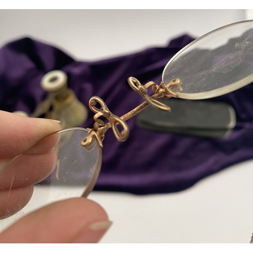 260 - A PAIR OF EARLY 20TH CENTURY ‘IRIS OF PARIS’ BRASS & MOTHER OF PEARL OPERA GLASSES, c.1900, along wi... 
