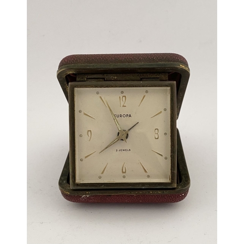 275 - A TRIO OF VINTAGE GERMAN TRAVEL ALARM CLOCKS, (i) by Schatz, made in Germany, 17 jewels, in case wit... 