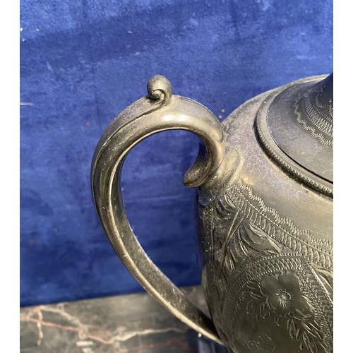277 - A VINTAGE EARLY 20TH CENTURY SAMOVAR, in pewter, with two scroll handles, nicely detailed engraved a... 