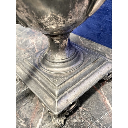 277 - A VINTAGE EARLY 20TH CENTURY SAMOVAR, in pewter, with two scroll handles, nicely detailed engraved a... 
