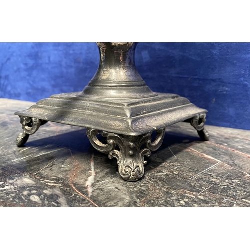 277 - A VINTAGE EARLY 20TH CENTURY SAMOVAR, in pewter, with two scroll handles, nicely detailed engraved a... 