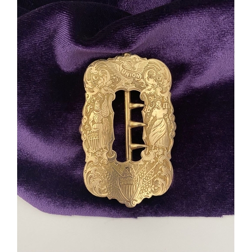 3 - AN EXCELLENT QUALITY CIVIL WAR GOLD SASH BUCKLE, Lady’s sash buckle, highly decorated throughout wit... 