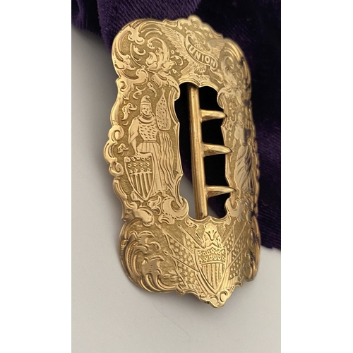 3 - AN EXCELLENT QUALITY CIVIL WAR GOLD SASH BUCKLE, Lady’s sash buckle, highly decorated throughout wit... 