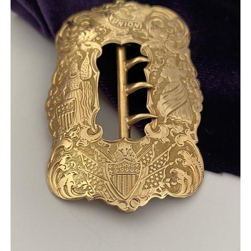 3 - AN EXCELLENT QUALITY CIVIL WAR GOLD SASH BUCKLE, Lady’s sash buckle, highly decorated throughout wit... 