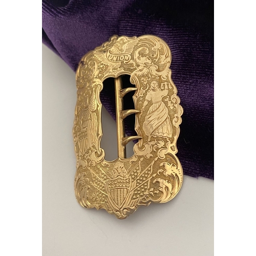 3 - AN EXCELLENT QUALITY CIVIL WAR GOLD SASH BUCKLE, Lady’s sash buckle, highly decorated throughout wit... 