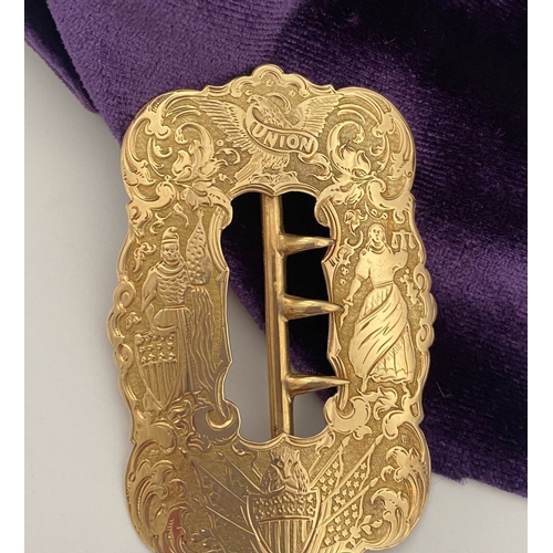 3 - AN EXCELLENT QUALITY CIVIL WAR GOLD SASH BUCKLE, Lady’s sash buckle, highly decorated throughout wit... 