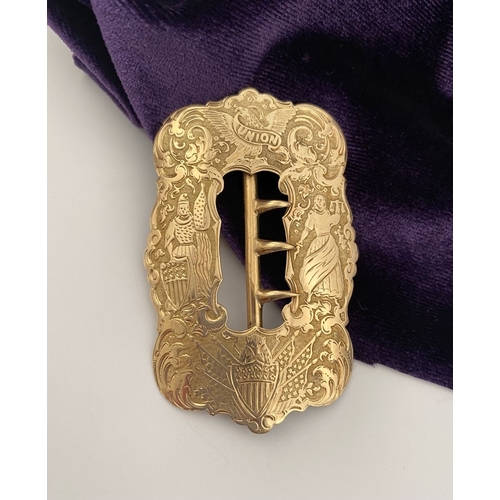 3 - AN EXCELLENT QUALITY CIVIL WAR GOLD SASH BUCKLE, Lady’s sash buckle, highly decorated throughout wit... 