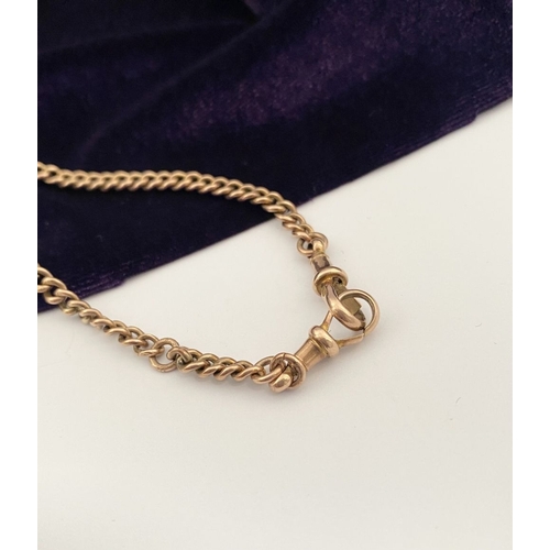 38 - A PRETTY 9CT ROSEGOLD CHAIN LINK NECKLACE, hallmarked to clasp. Delicate curb link chain with double... 