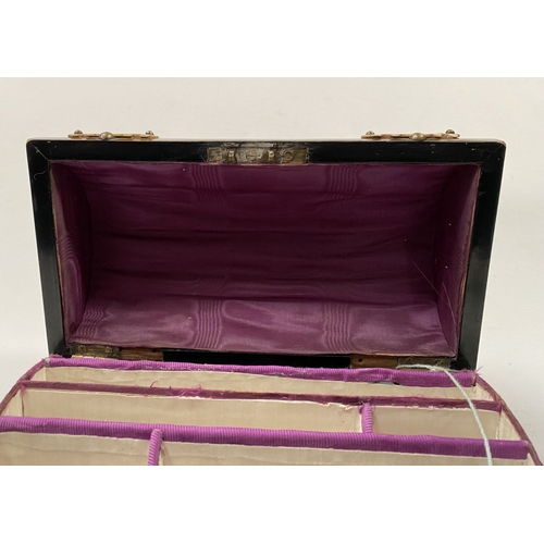 43 - A VICTORIAN COROMANDEL MOTHER OF PEARL STATIONARY BOX, with domed hinged cover opening to reveal fit... 
