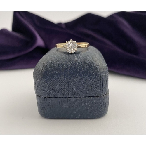 46 - A WONDERFUL 18CT GOLD & PLATINUM DIAMOND SOLITAIRE RING, beautiful central round brilliant cut diamo... 