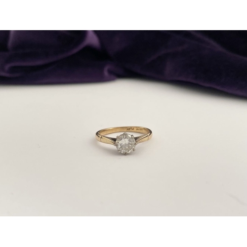 46 - A WONDERFUL 18CT GOLD & PLATINUM DIAMOND SOLITAIRE RING, beautiful central round brilliant cut diamo... 