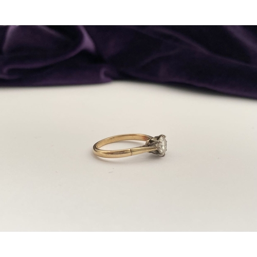46 - A WONDERFUL 18CT GOLD & PLATINUM DIAMOND SOLITAIRE RING, beautiful central round brilliant cut diamo... 