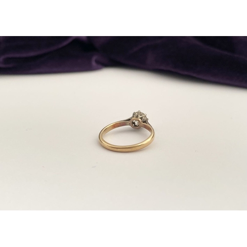 46 - A WONDERFUL 18CT GOLD & PLATINUM DIAMOND SOLITAIRE RING, beautiful central round brilliant cut diamo... 