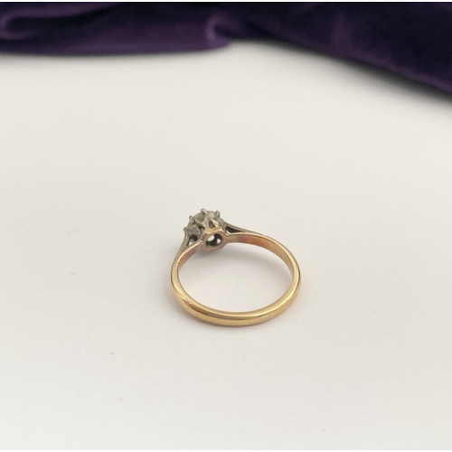 46 - A WONDERFUL 18CT GOLD & PLATINUM DIAMOND SOLITAIRE RING, beautiful central round brilliant cut diamo... 