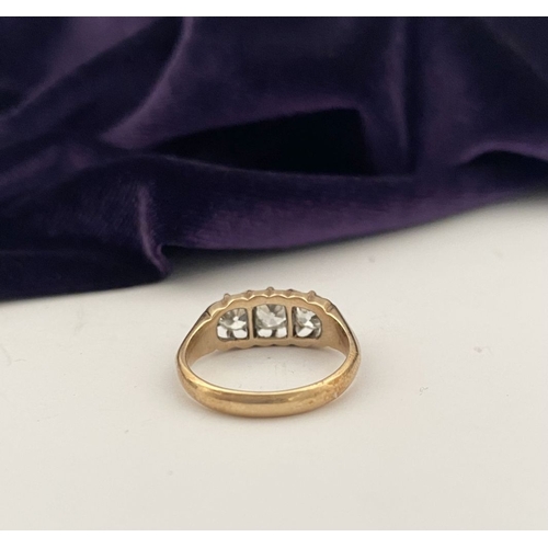 51 - A REALLY BEAUTIFUL 18CT GOLD THREE STONE DIAMOND RING, with three round brilliant cut diamonds in de... 