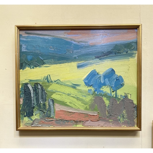 52 - MARTIN STONE (Irish, 20th Century), ‘PINK SKIES WEST CORK LANDSCAPE’, oil on canvas, signed lower ri... 