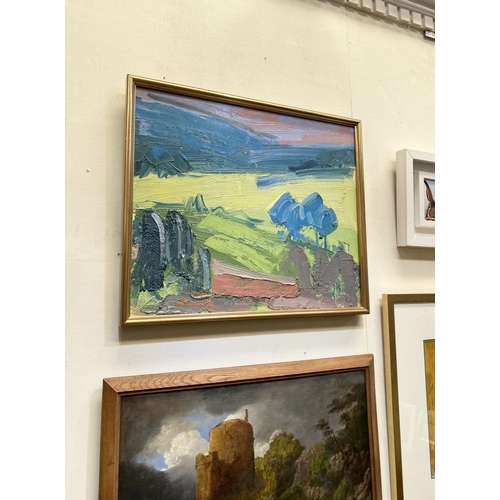 52 - MARTIN STONE (Irish, 20th Century), ‘PINK SKIES WEST CORK LANDSCAPE’, oil on canvas, signed lower ri... 