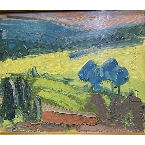 52 - MARTIN STONE (Irish, 20th Century), ‘PINK SKIES WEST CORK LANDSCAPE’, oil on canvas, signed lower ri... 