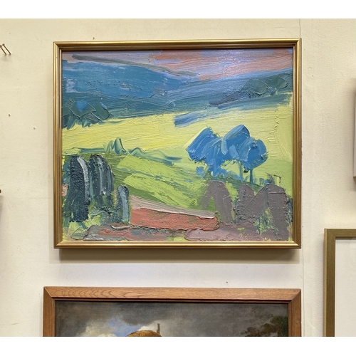 52 - MARTIN STONE (Irish, 20th Century), ‘PINK SKIES WEST CORK LANDSCAPE’, oil on canvas, signed lower ri... 