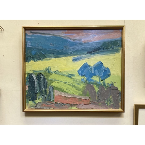 52 - MARTIN STONE (Irish, 20th Century), ‘PINK SKIES WEST CORK LANDSCAPE’, oil on canvas, signed lower ri... 