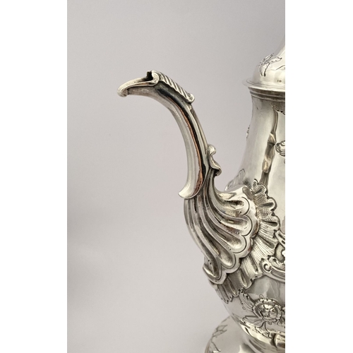 6 - AN EXCEPTIONAL GEORGE III IRISH SILVER COFFEE POT, Hallmarked with Makers mark Charles Townsend, Ski... 