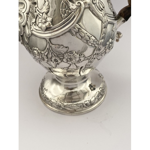 6 - AN EXCEPTIONAL GEORGE III IRISH SILVER COFFEE POT, Hallmarked with Makers mark Charles Townsend, Ski... 