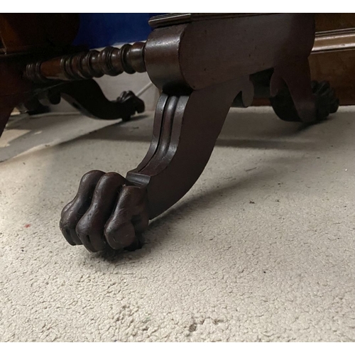 132 - A WILLIAM IV DROP LEAF TWO DRAWER TABLE, the drop leaves with canted corners, the two drawers to fro... 