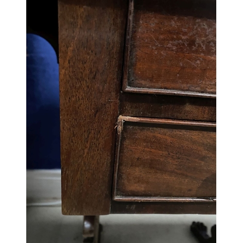 132 - A WILLIAM IV DROP LEAF TWO DRAWER TABLE, the drop leaves with canted corners, the two drawers to fro... 