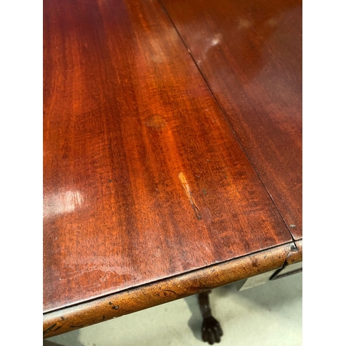 132 - A WILLIAM IV DROP LEAF TWO DRAWER TABLE, the drop leaves with canted corners, the two drawers to fro... 