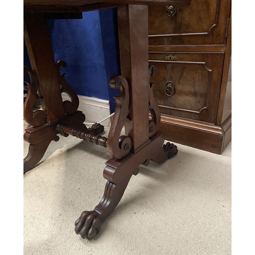 132 - A WILLIAM IV DROP LEAF TWO DRAWER TABLE, the drop leaves with canted corners, the two drawers to fro... 