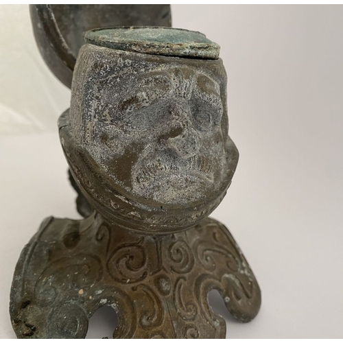 178 - A VINTAGE METAL HELMETED KNIGHTS BUST INKWELL, inkwell in the form of knight in armour, hinged helme... 