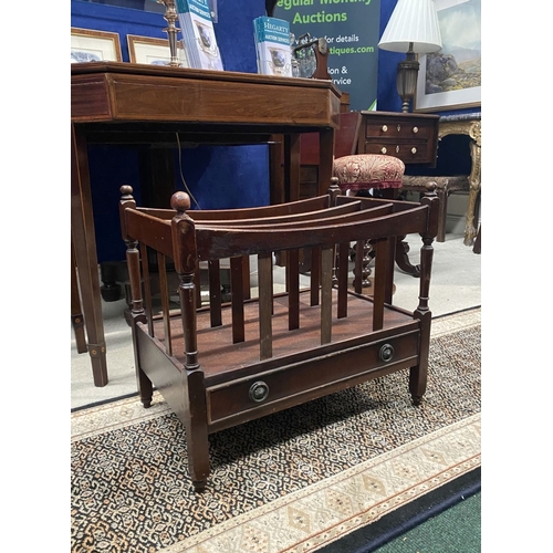 179 - A GOOD QUALITY LATE 19TH CENTURY MAHOGANY CANTERBURY, excellent for storing magazines, papers, and s... 