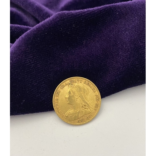 49 - A VICTORIA GOLD HALF-SOVEREIGN – 1896, Jubilee portrait of Queen Victoria, crowned, veiled bust faci... 