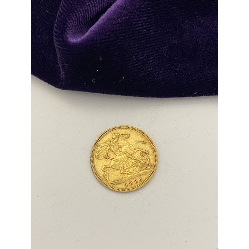 49 - A VICTORIA GOLD HALF-SOVEREIGN – 1896, Jubilee portrait of Queen Victoria, crowned, veiled bust faci... 