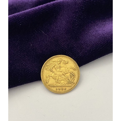 5 - A VICTORIA GOLD HALF-SOVEREIGN – 1896, Jubilee portrait of Queen Victoria, crowned, veiled bust faci... 