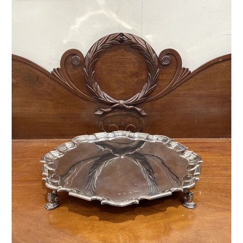 8 - A SUBSTANTIAL GEORGE II IRISH SILVER SALVER, by Matthew Browne, Dublin, c.1748. Of large proportions... 