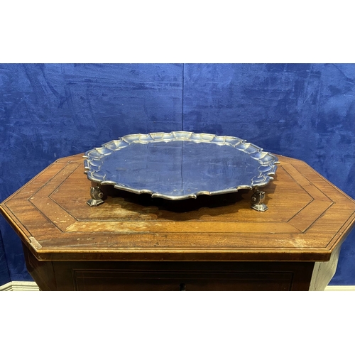 8 - A SUBSTANTIAL GEORGE II IRISH SILVER SALVER, by Matthew Browne, Dublin, c.1748. Of large proportions... 