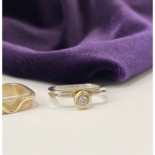 A 9CT GOLD & SILVER DIAMOND STACKING RING SET, BY KERRY RICHARDSON, of ...