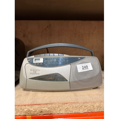 249 - Roberts 3 band radio cassette recorder with programmable alarm clock - tested & working