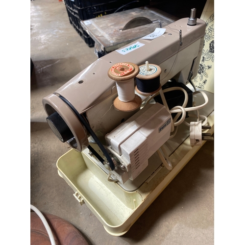 35 - Jones manual & electric sewing machine - motor works but needs new belt