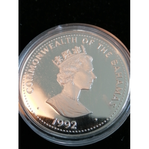 34A - Bahamas 5 dollars 1992 Silver proof 19.5 grams of 925 silver