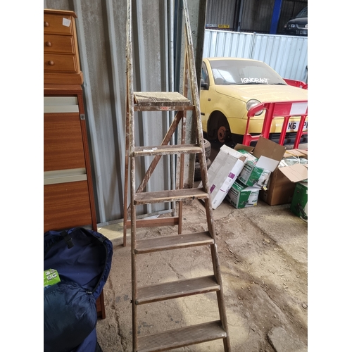 384 - Wooden tall Step ladders