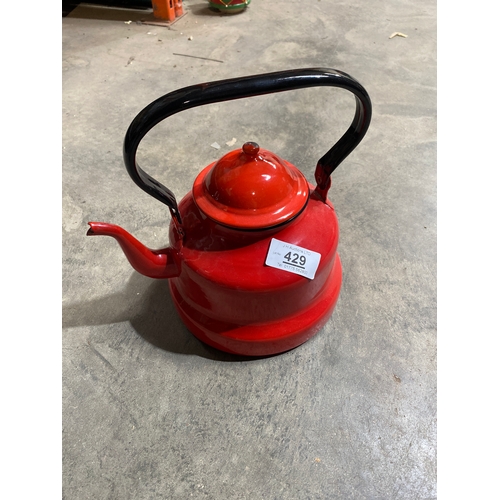 429 - Red metal teapot kettle