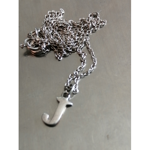 20A - Silver necklace with J pendant 1.33 grams