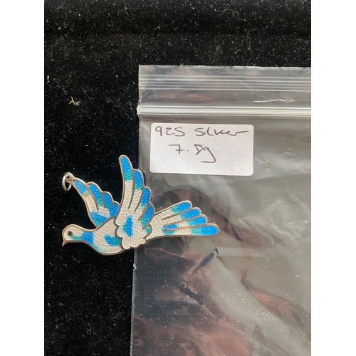 438 - Silver 925 charm - blue dove - 7.8g