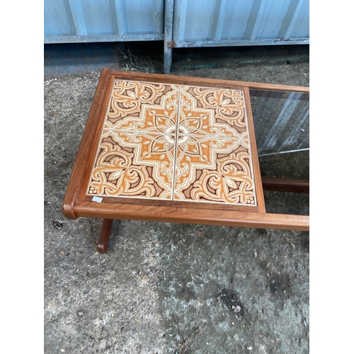 101 - Smoked glass and tiled coffee table