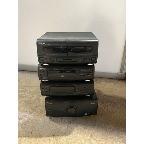 192 - Technics stereo cassette deck, compact disc player and sound processor and stereo amplifier - spares... 