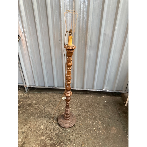 377 - Vintage carved wood floor lamp