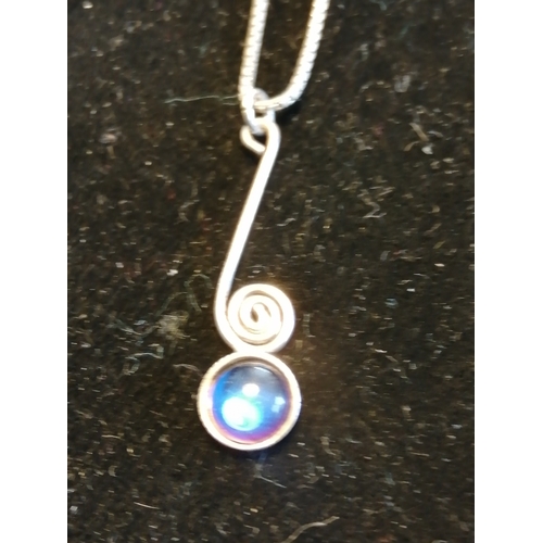 21A - Silver necklace with purple gemstone pendant 2.31 grams